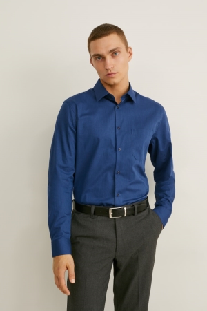 C&A Business Regular Fit Kent Collar Extra-Sleeve s Hemd Herren Dunkelblau | RNBDO-3512