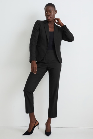 C&A Business Regular Fit Recycled Hosen Damen Schwarz | SVXKT-1326