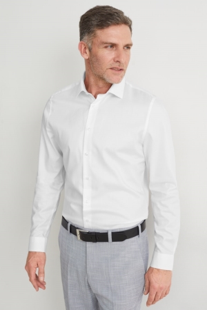C&A Business Slim Fit Cutaway Easy-iron Hemd Herren Weiß | TQYLV-3795