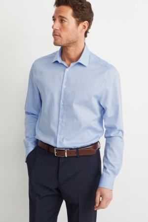 C&A Business Slim Fit Kent Collar Easy-iron Hemd Herren Hellblau | VXAFY-6089