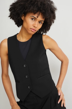 C&A Business WaistWith Recycled Polyester Blazer Damen Schwarz | NZLFR-9714