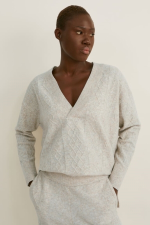 C&A Cable Knit Pattern Jumper Damen Beige | YQFPK-7851