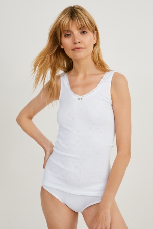 C&A Camisole Organic Baumwoll Unterwäsche Damen Weiß | CUWVO-7136