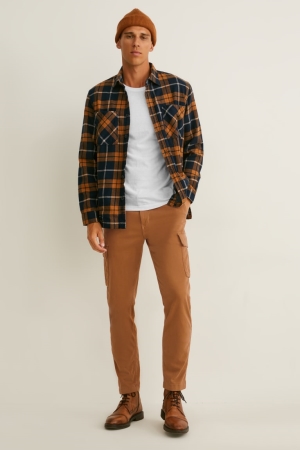 C&A Cargo Tapered Fit Flex Lycra® Hosen Herren Havanna | VNLMZ-2538