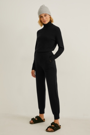 C&A Cashmere Hosen Damen Schwarz | MZWDU-5826