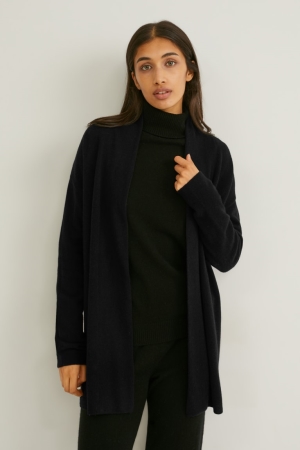 C&A Cashmere Strickjacke Damen Schwarz | OIMSC-1457