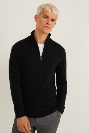 C&A Cashmere Strickjacke Herren Schwarz | WKJVQ-4608