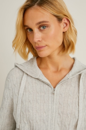 C&A Cashmere With Hood Strickjacke Damen Weiß | PUGFN-4293