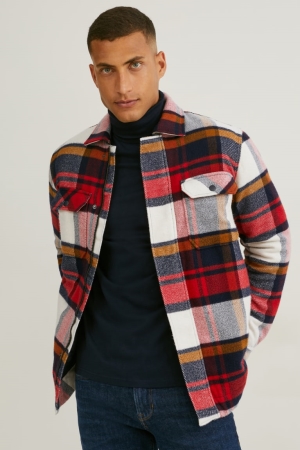 C&A Check Hemd Herren Rot Dunkelblau | YWJTH-6874