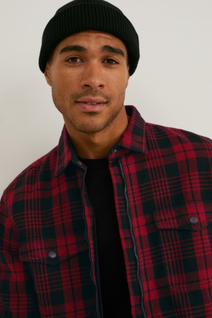 C&A Check Hemd Herren Rot Schwarz | KOWJS-7190