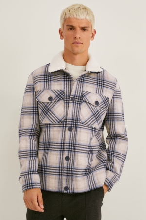 C&A Check Jacke Herren Beige | TBLMF-1894