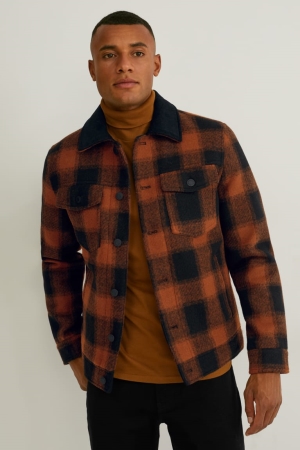 C&A Check Jacke Herren Dunkelorange | ILFVX-0451