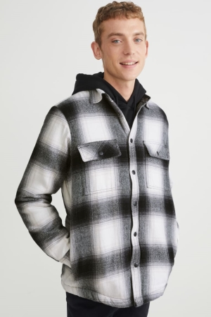 C&A Check Jacke Herren Schwarz Weiß | NQUSC-0534