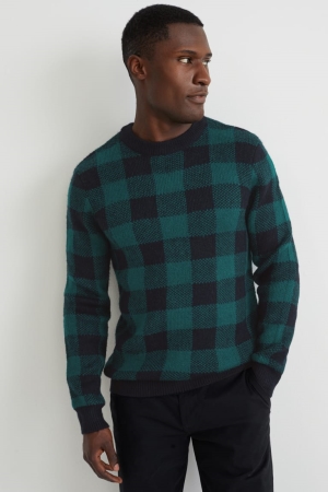 C&A Check Jumper Herren Dunkelgrün | UDZBE-2687