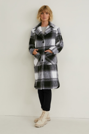 C&A Check Mäntel Damen Grau | RGJIQ-0265