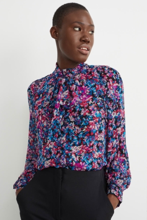 C&A Chiffon Floral Bluse Damen Multicolour Printed | OIBQL-4691