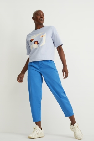 C&A Chinos Mid-rise Taille Tapered Fit Hosen Damen Blau | HVIUT-6024