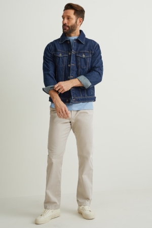 C&A Chinos With Belt Regular Fit Hosen Herren Grau Braun | XWLIG-5093