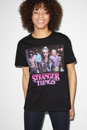 C&A ClockhouseStranger Things T-shirts Damen Schwarz | ZVXDJ-2945