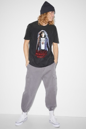 C&A ClockhouseStranger Things T-shirts Herren Dunkelgrau | AIQCL-5273