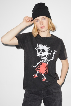 C&A ClockhouseThe Simpsons T-shirts Damen Dunkelgrau | FQEHW-2964