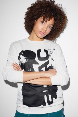 C&A Clockhouse 2pac Sweatshirts Damen Weiß | JNBQM-9164