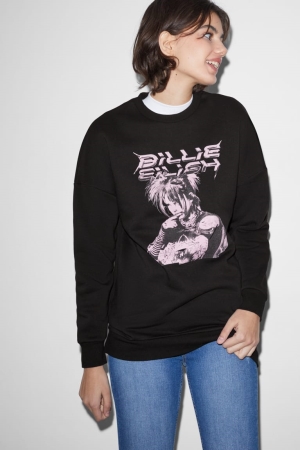 C&A Clockhouse Billy Eilish Sweatshirts Damen Schwarz | MNXCI-9175