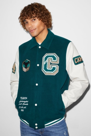 C&A Clockhouse Bomber Jacke Herren Dunkelgrün | DRVIE-4326