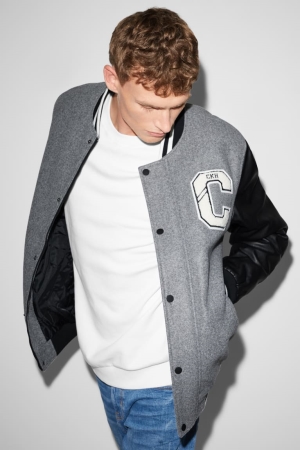 C&A Clockhouse Bomber Jacke Herren Grau | QJRHO-5132