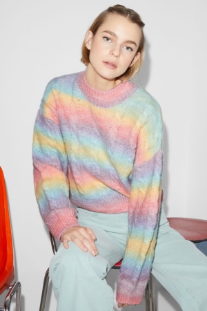C&A Clockhouse Cable Knit Pattern Jumper Damen Multicoloured | LOEIK-2154