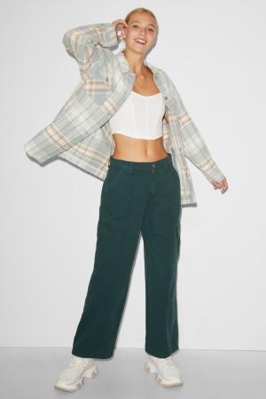 C&A Clockhouse Cargo Low Taille Gerade Fit Hosen Damen Dunkelgrün | LTWKN-2568