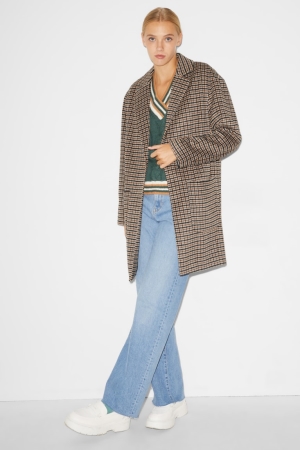 C&A Clockhouse Check Jacke Damen Beige Blau | WIFLC-1325