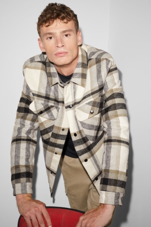 C&A Clockhouse Check Jacke Herren Beige | JDWLP-7681