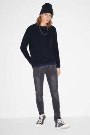 C&A Clockhouse Chenille Recycled Jumper Herren Dunkelblau | JHWEF-6357