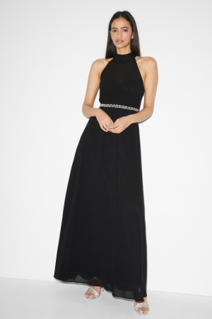 C&A Clockhouse Chiffon Partywear Kleider Damen Schwarz | ZPWGC-2145