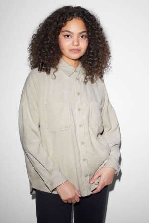 C&A Clockhouse Corduroy Bluse Damen Hellbeige | HXLCZ-9583