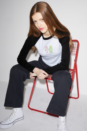 C&A Clockhouse Cropped Long Sleeve Care Bears Oberteile Damen Weiß | WBGHO-0837