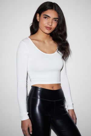 C&A Clockhouse Cropped Long Sleeve Oberteile Damen Weiß | OBDQY-9240