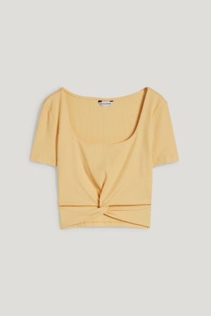 C&A Clockhouse Cropped T-shirts Damen Gelb | DUWOH-6395