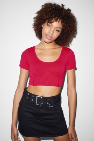 C&A Clockhouse Cropped T-shirts Damen Rosa | OJWEB-2693