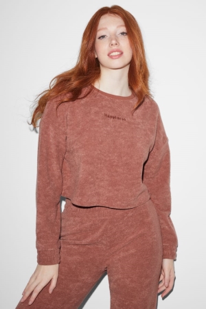 C&A Clockhouse Cropped Terry Cloth Sweatshirts Damen Terracotta | OAPNT-7980