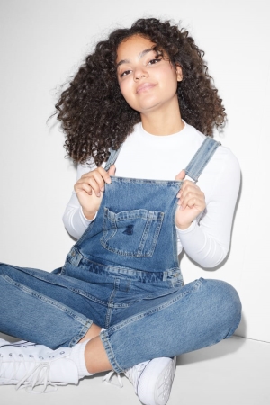 C&A Clockhouse Denim Dungarees Kleider Damen Blau Hellblau | MFQOD-4863