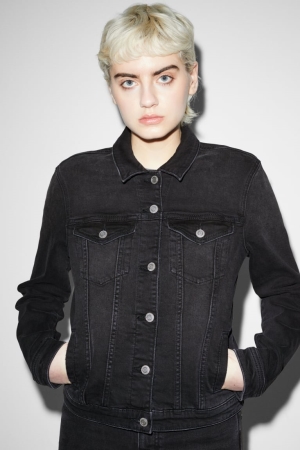 C&A Clockhouse Denim Jacke Damen Schwarz | QMOFS-9504