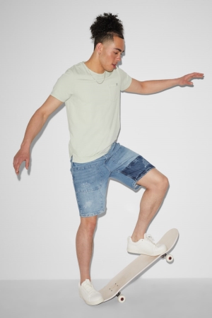 C&A Clockhouse Denim Recycled Kurze Hose Herren Blau Hellblau | TIYGJ-1594