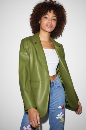C&A Clockhouse Faux Leder Blazer Damen Grün | RFPNL-9845