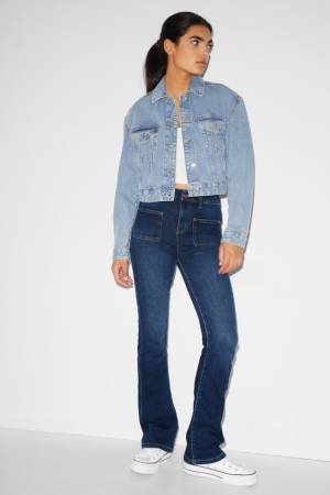 C&A Clockhouse Flared High Taille Recycled Jeans Damen Blau | AMBKE-3924