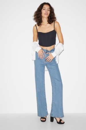 C&A Clockhouse Gerade High Taille Jeans Damen Blau Hellblau | ZSYIK-6018
