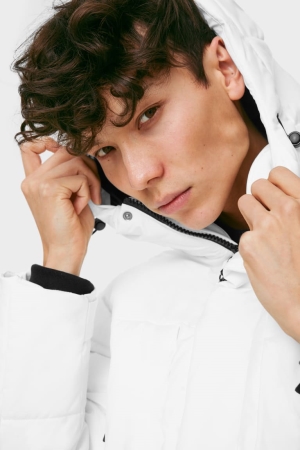 C&A Clockhouse Gesteppt With Hood Jacke Herren Weiß | WENMF-8295