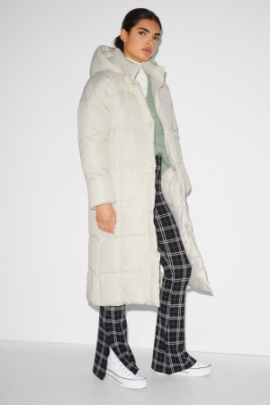 C&A Clockhouse Gesteppt With Hood Mäntel Damen Weiß | AXKBP-7184