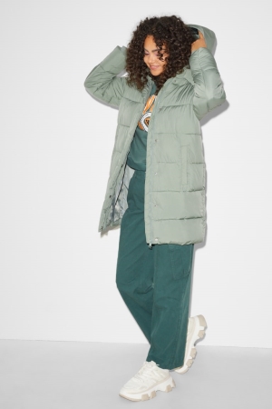 C&A Clockhouse Gesteppt With Hood Recycled Mäntel Damen Mintfarben Grün | ACQGT-7206